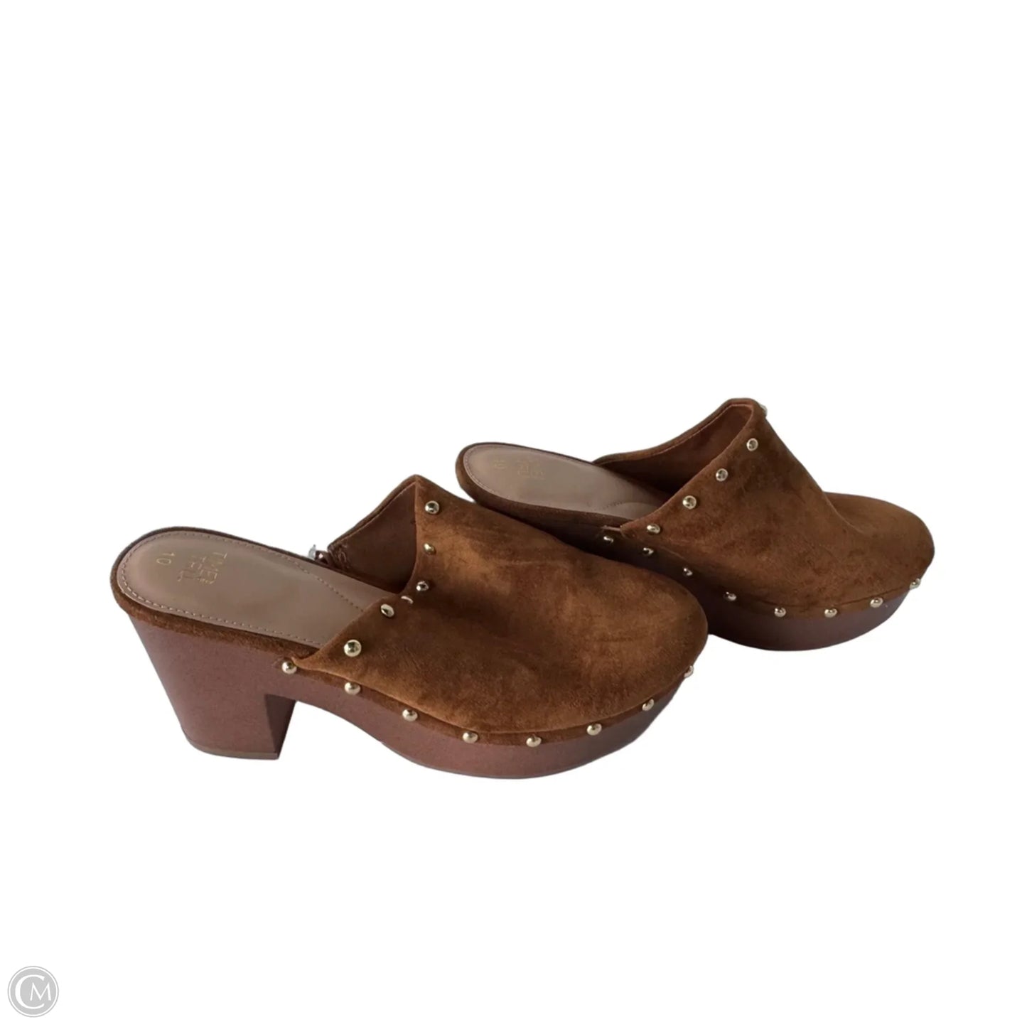 Shoes Heels Block By Time And Tru In Brown & Gold, Size: 10