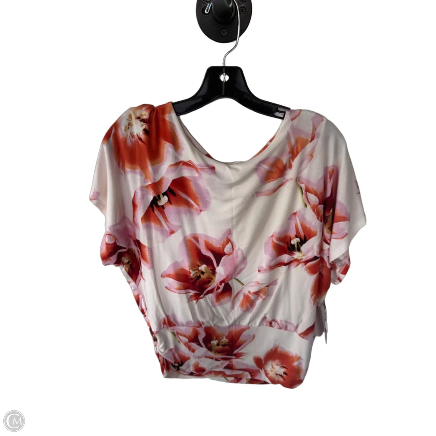 Top Short Sleeve By Chicos In Cream & Orange, Size: M