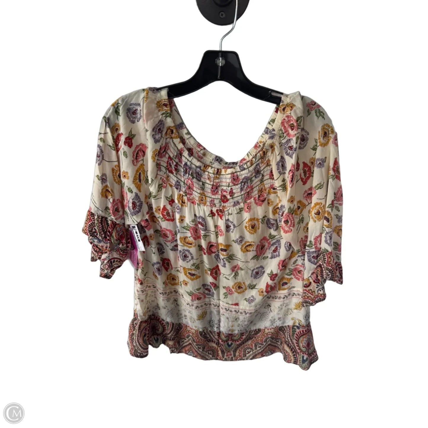 Top 3/4 Sleeve By Democracy In Tan & Yellow, Size: L