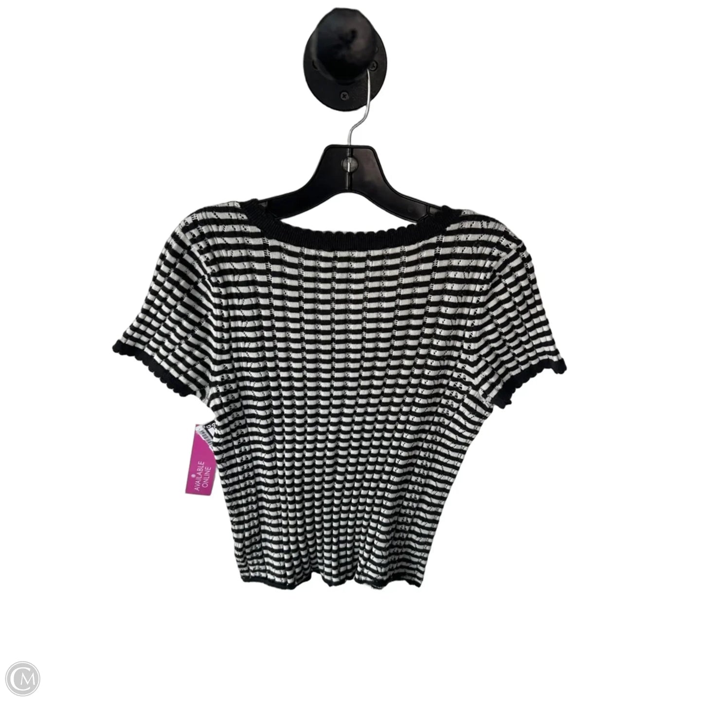 Sweater Short Sleeve By American Eagle In Grey & White, Size: M