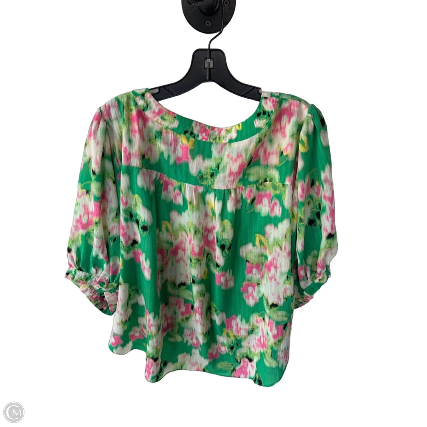 Top Short Sleeve By Rose And Olive In Green & Pink, Size: L