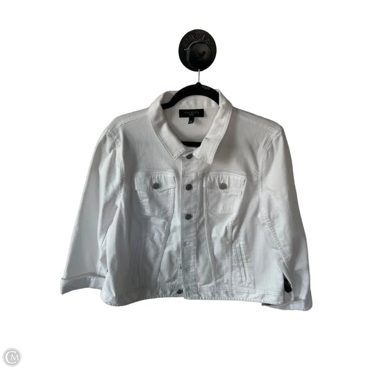 Jacket Denim By Talbots In White Denim, Size: Xlp