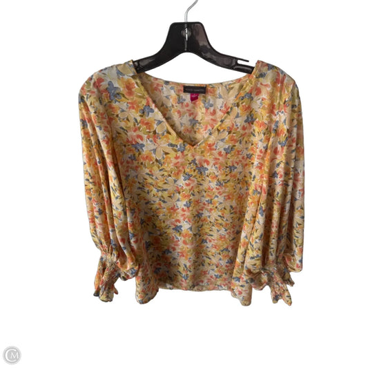 Top Long Sleeve By Vince Camuto In Green & Orange, Size: S