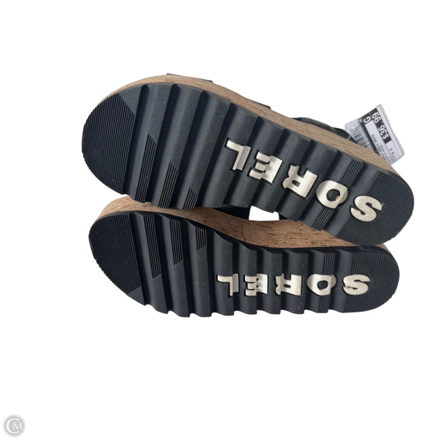 Sandals Heels Wedge By Sorel In Black & Brown, Size: 6.5