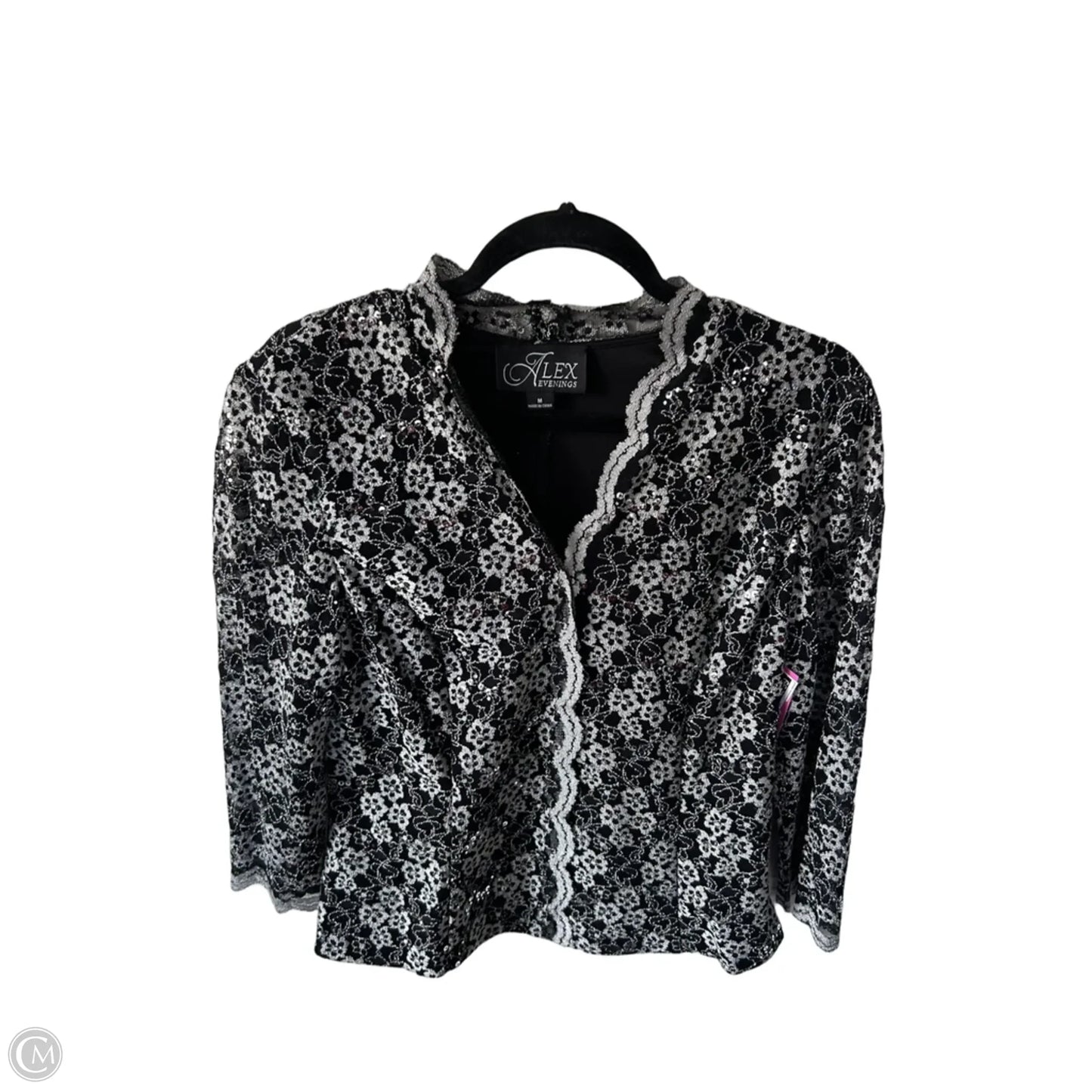 Top Sleeveless By Alex Evenings In Black & Grey, Size: M