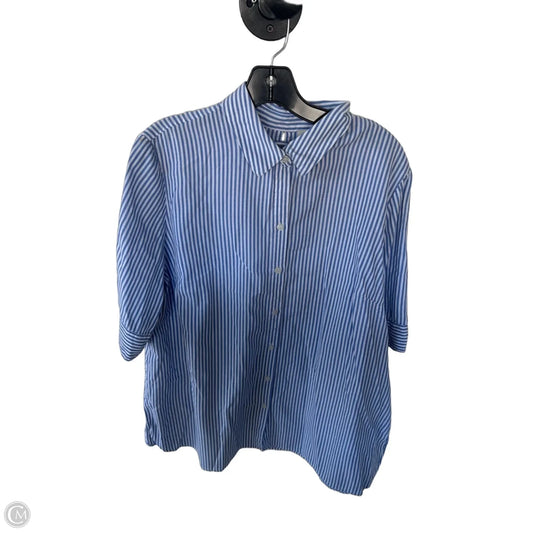Top Short Sleeve By Chicos In Blue & White, Size: Xl