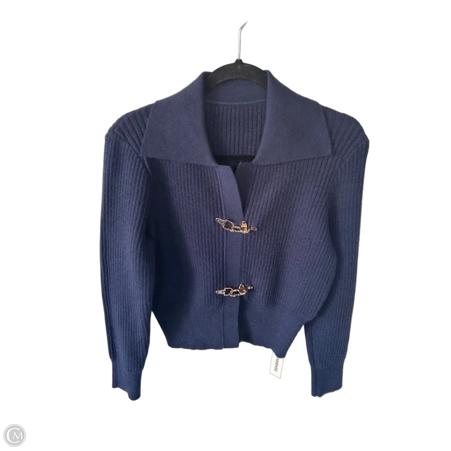 Sweater Cardigan By Commense In Blue & Gold, Size: M
