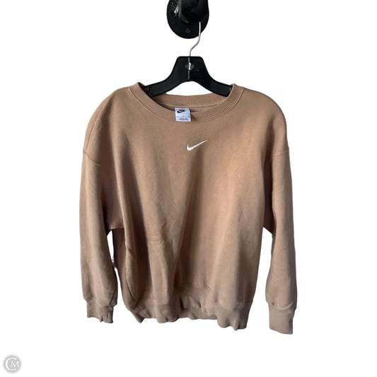 Athletic Sweatshirt Crewneck By Nike In Tan, Size: M
