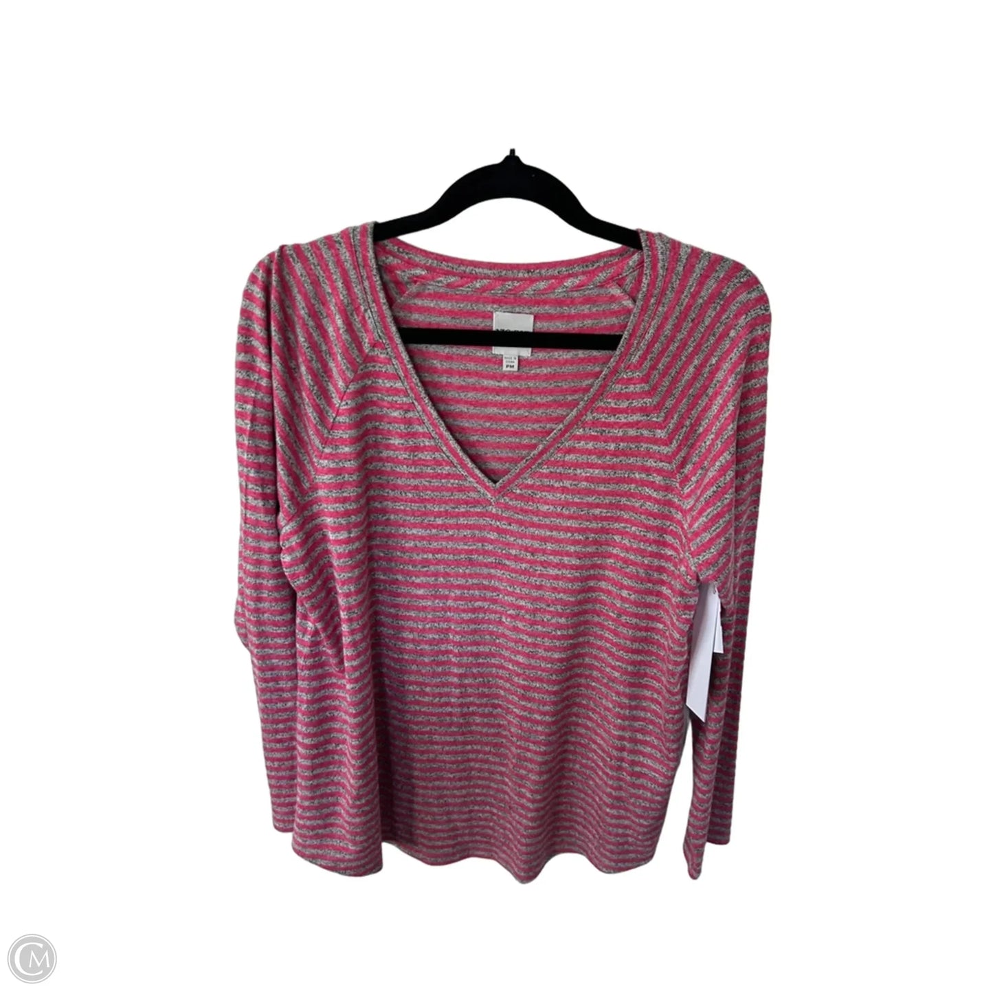 Top Long Sleeve By Nic + Zoe In Grey & Pink, Size: Mp