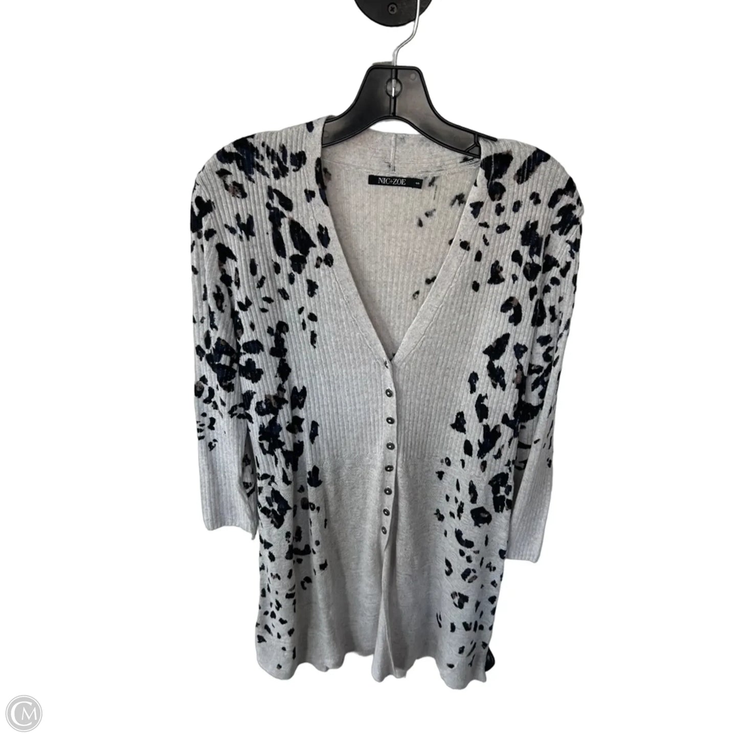 Sweater Cardigan By Nic + Zoe In Black & Grey, Size: S