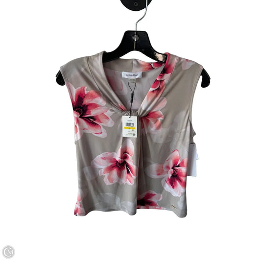 Blouse Sleeveless By Calvin Klein In Pink & Tan, Size: M
