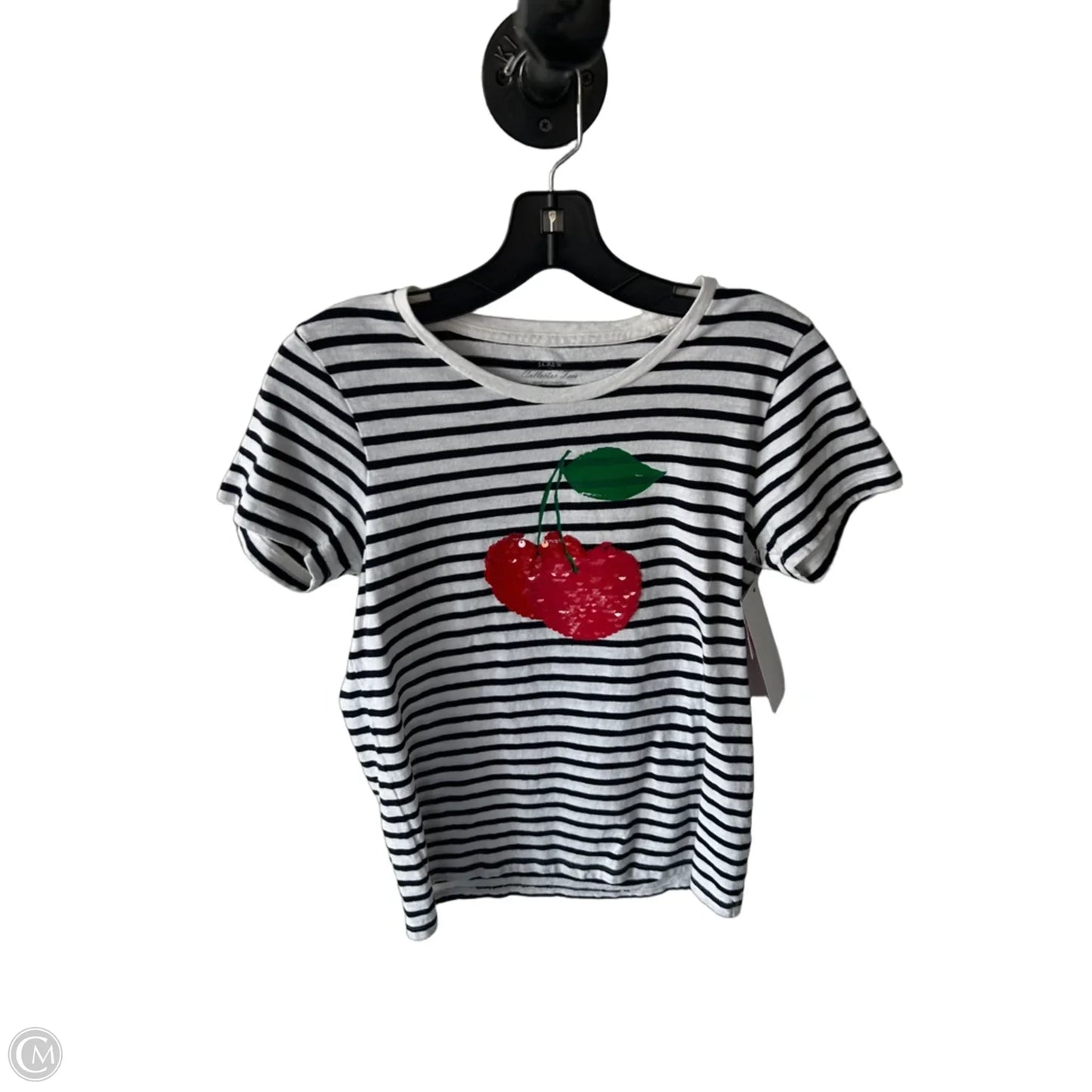 Top Short Sleeve Basic By J. Crew In Black & White, Size: S