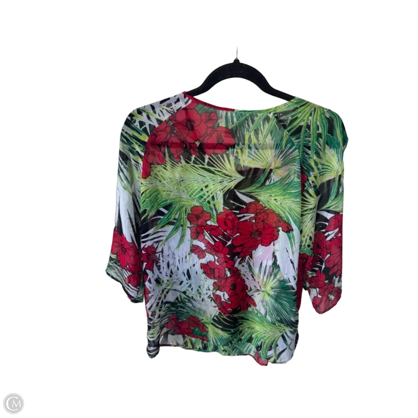 Top 3/4 Sleeve By Chicos In Black & Green, Size: S