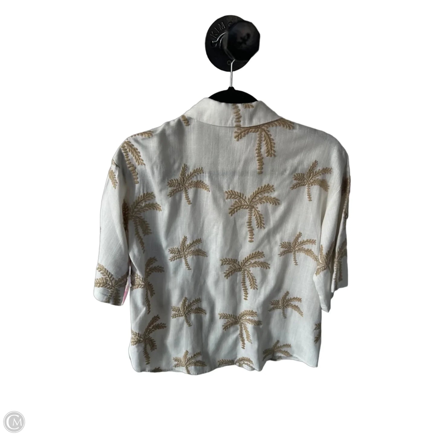 Top Short Sleeve By Cmc In Tan & White, Size: S