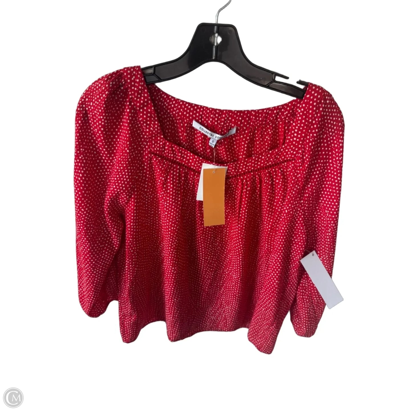 Top 3/4 Sleeve By Collective Concepts In Red & White, Size: S