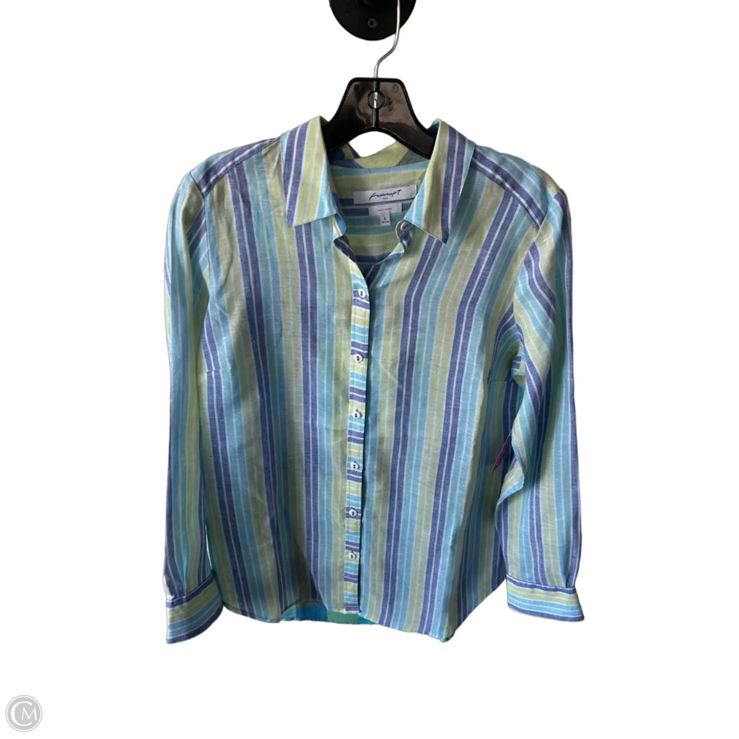 Top Long Sleeve By Foxcroft In Blue & Green, Size: S