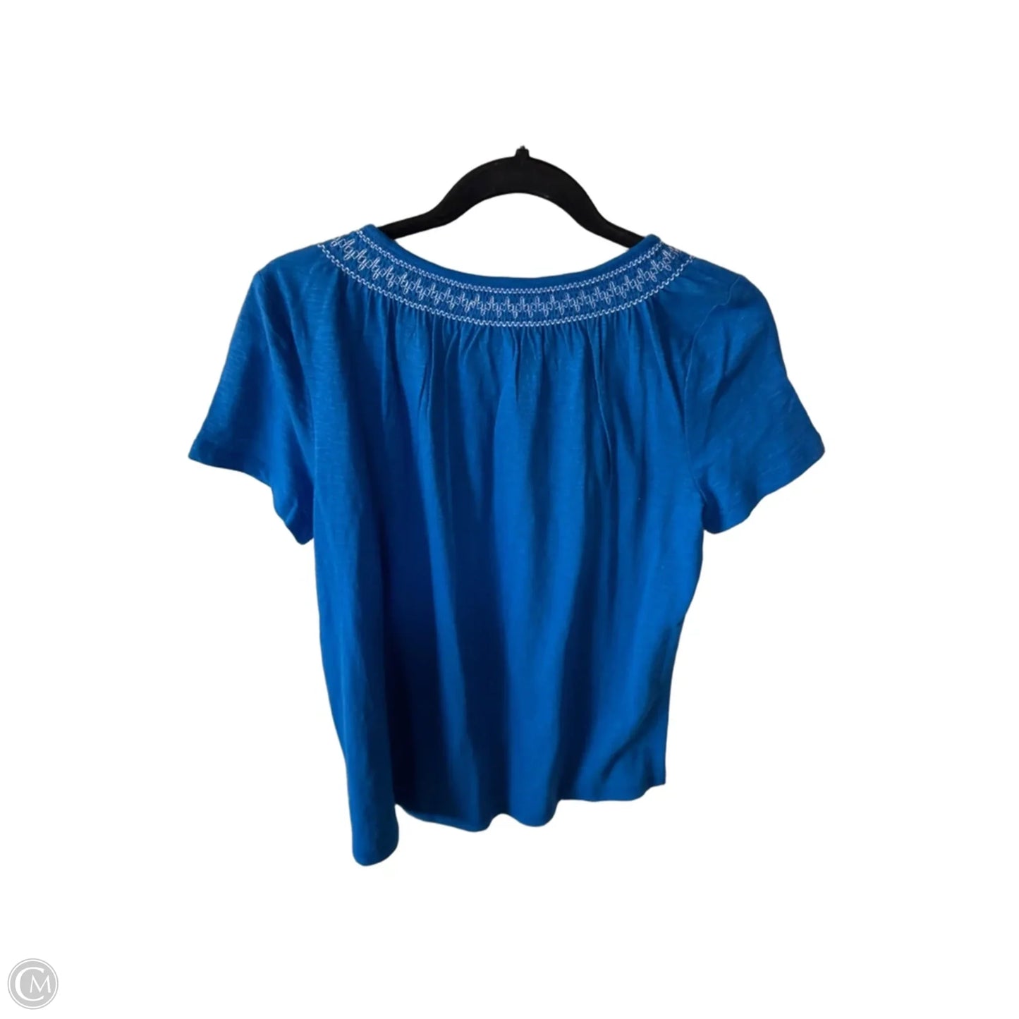 Top Short Sleeve By Talbots In Blue & White, Size: Mp