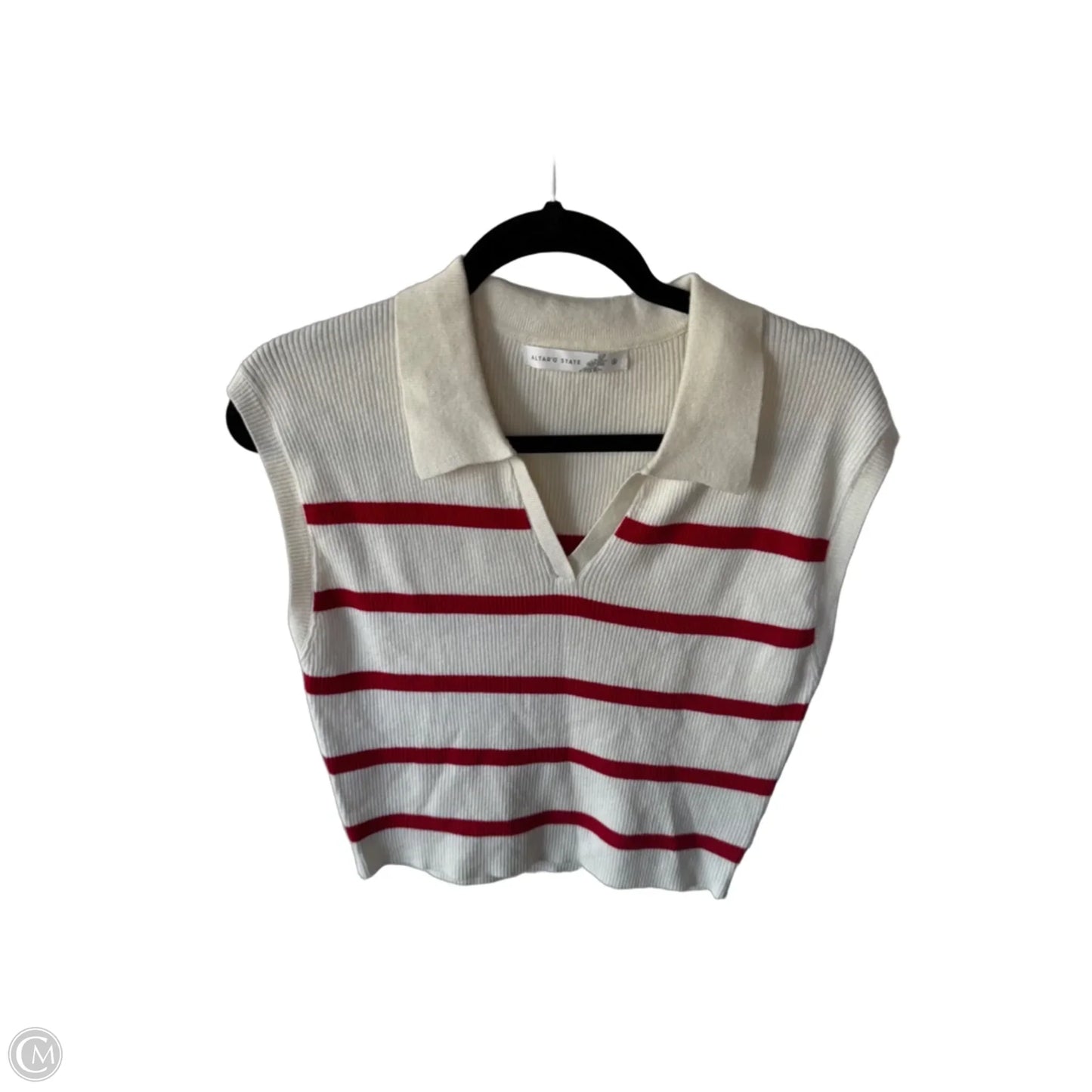 Vest Sweater By Altard State In Cream & Red, Size: S