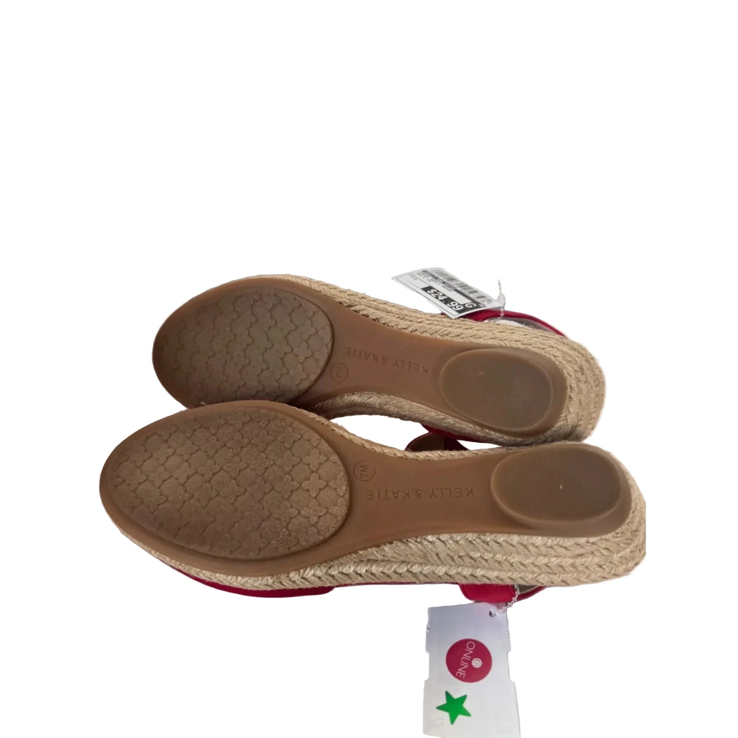 Shoes Heels Wedge By Kelly And Katie In Red & Tan, Size: 7