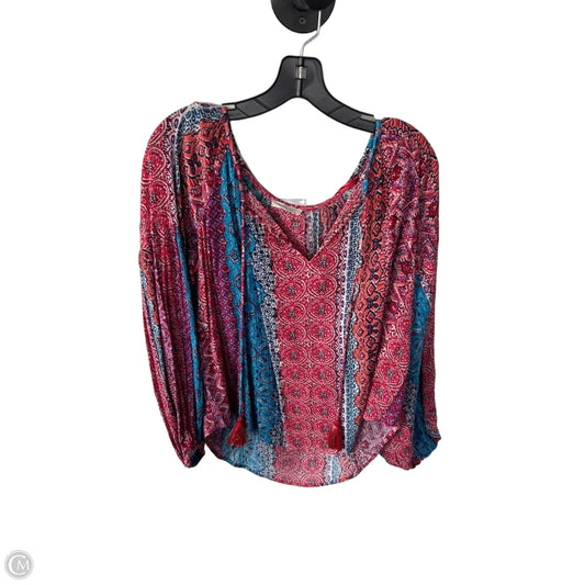 Top Long Sleeve By Lovestitch In Blue & Red, Size: M