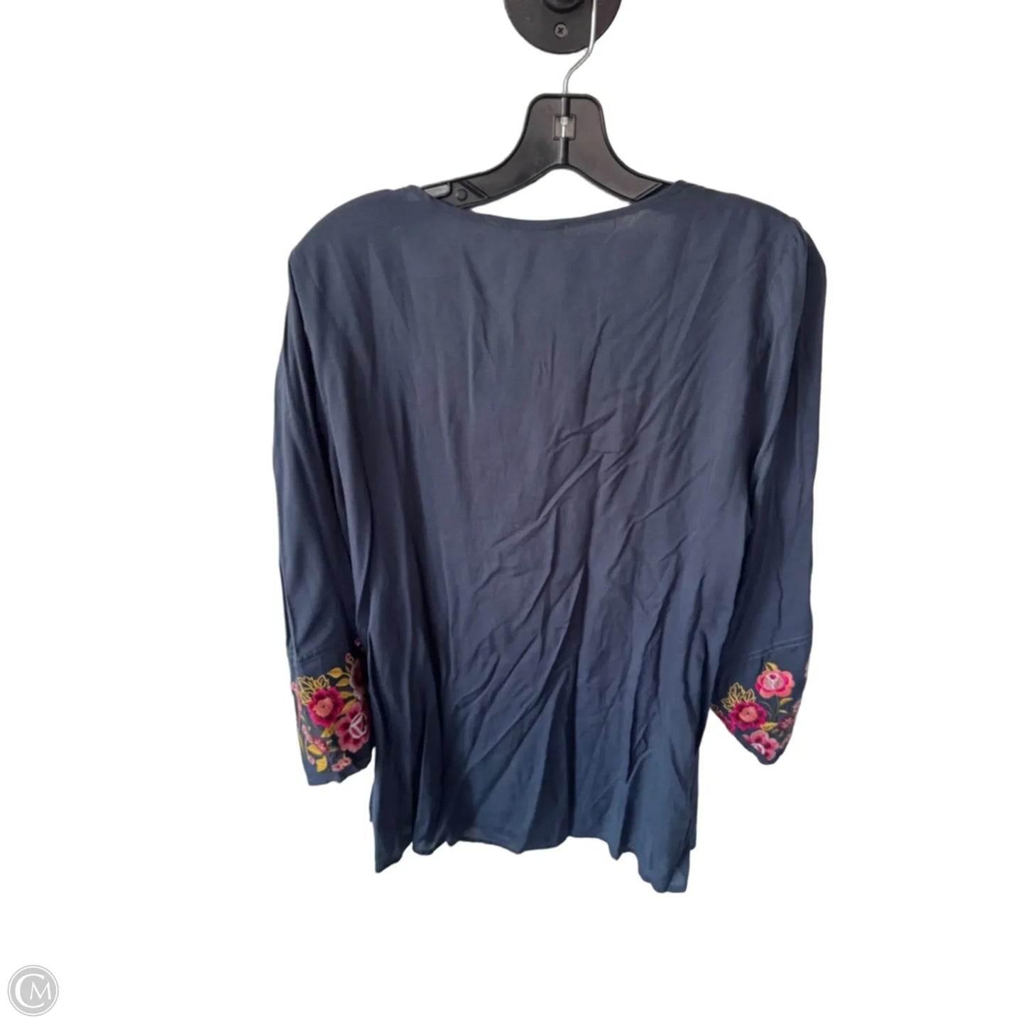 Top 3/4 Sleeve By Andree By Unit In Blue & Pink, Size: L