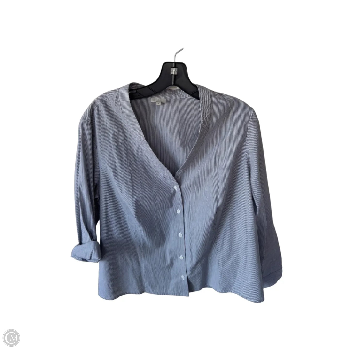 Top Long Sleeve By Talbots In Grey & White, Size: 1x