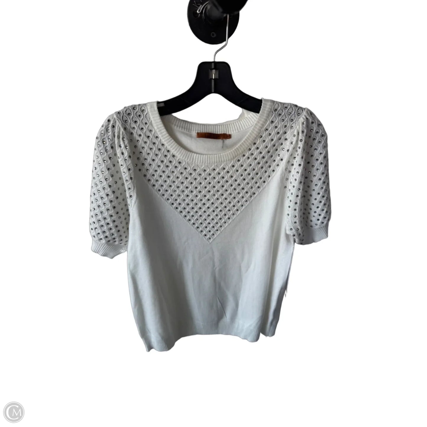Sweater Short Sleeve By Belldini In Silver & White, Size: M