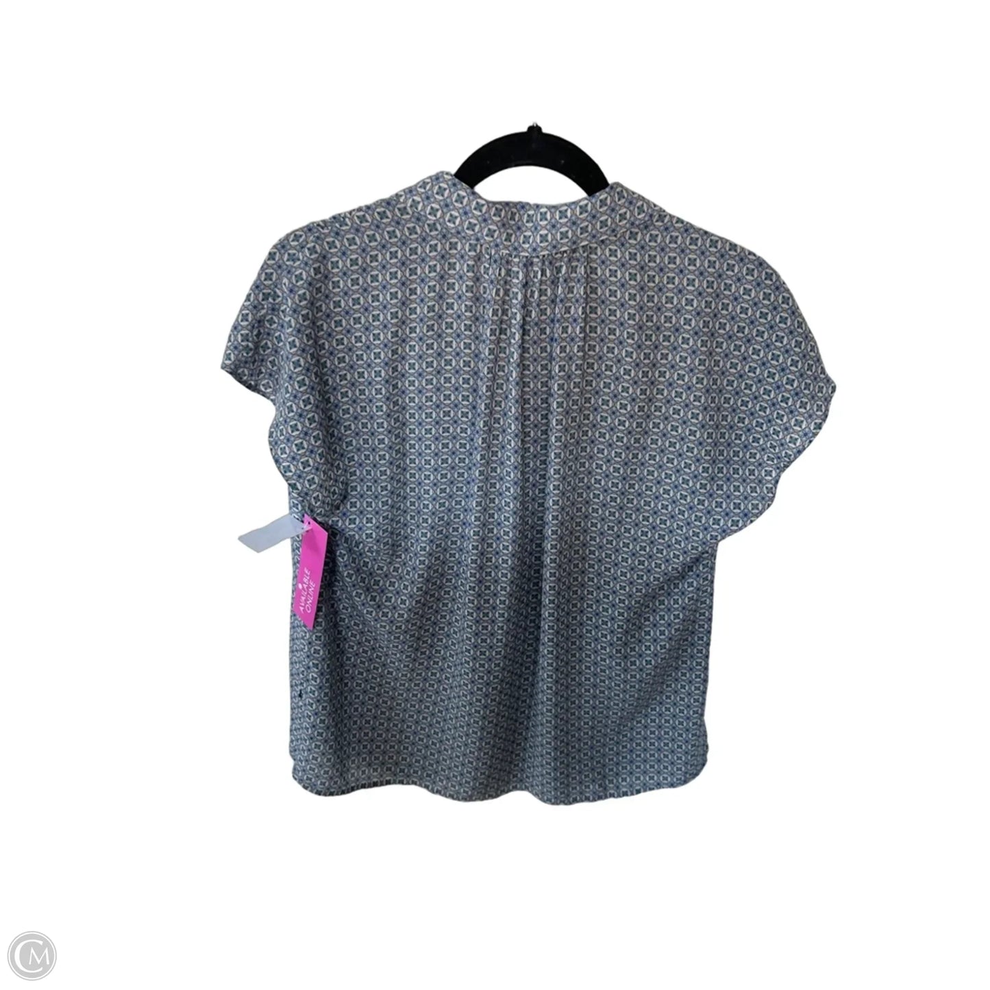 Top Short Sleeve By Max Studio In Blue & White, Size: M