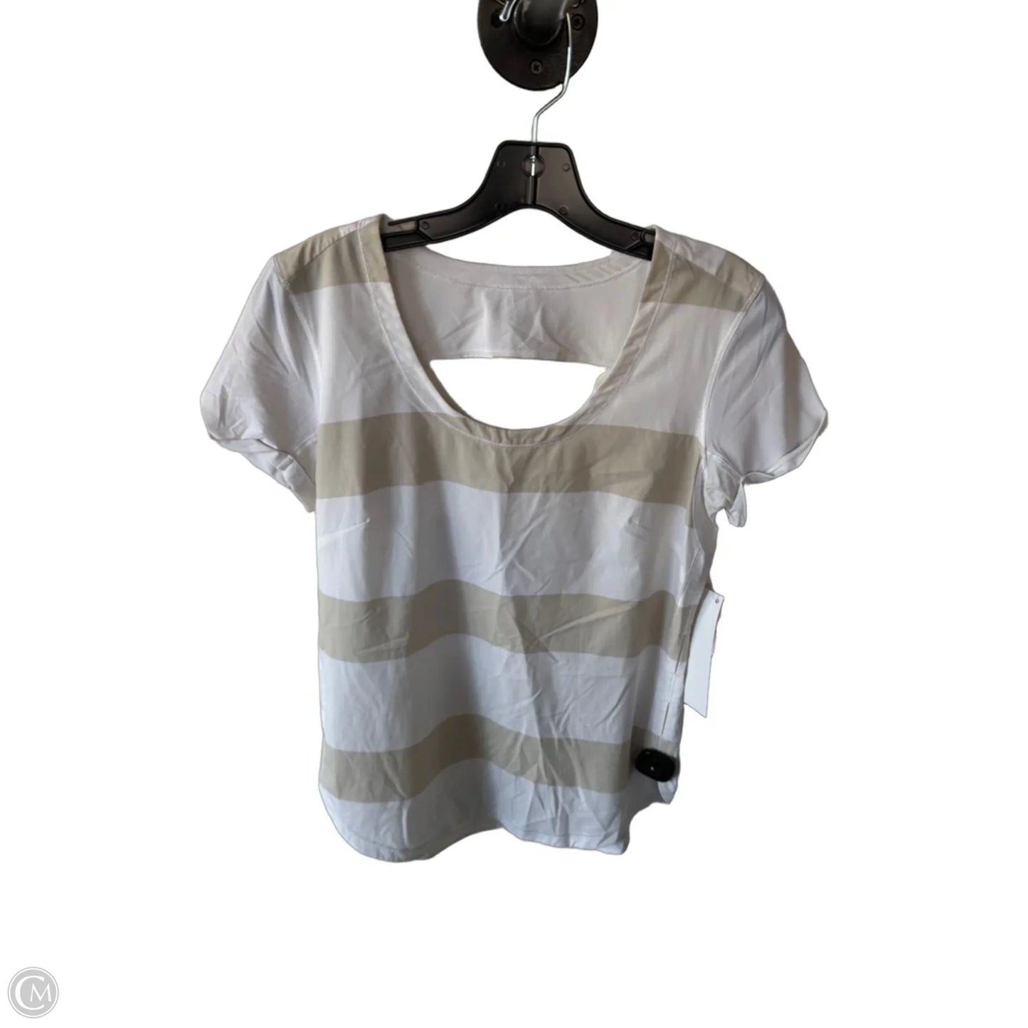Athletic Top Short Sleeve By Lululemon In Tan & White, Size: M