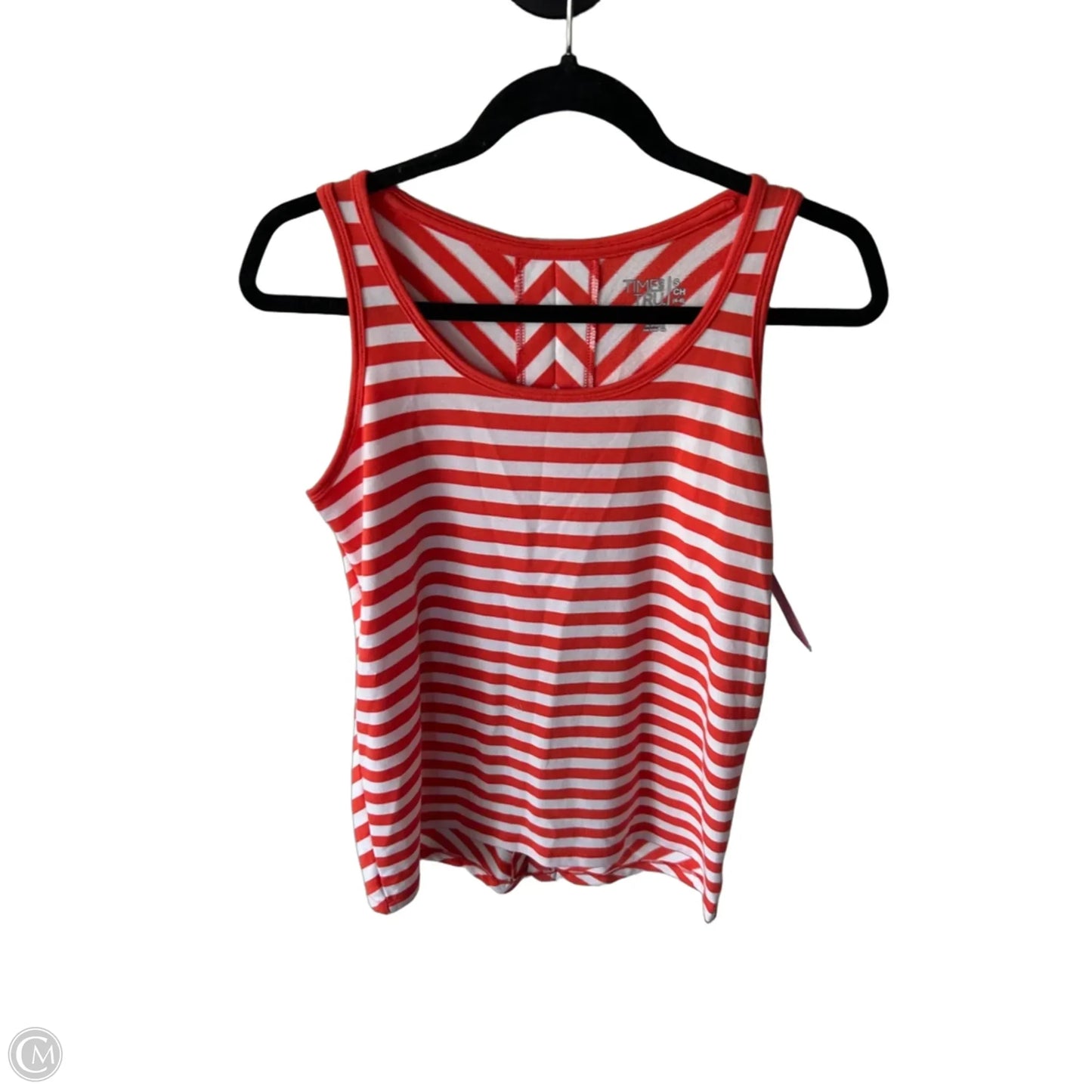 Top Sleeveless Basic By Time And Tru In Orange & White, Size: S