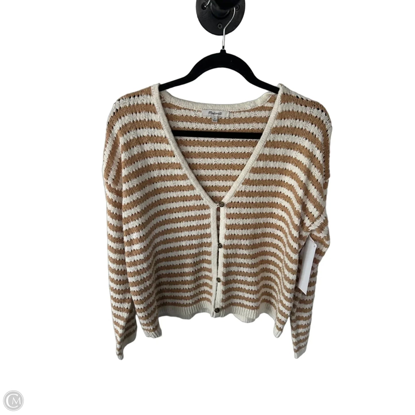 Sweater Cardigan By Madewell In Tan & White, Size: S