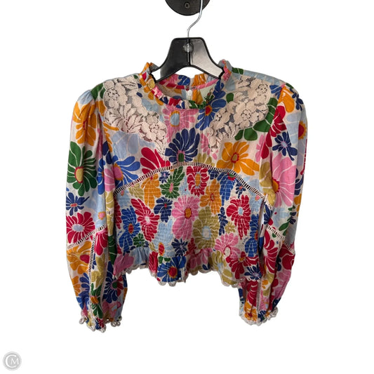 Top Long Sleeve By Farm Rio In Blue & Orange, Size: S