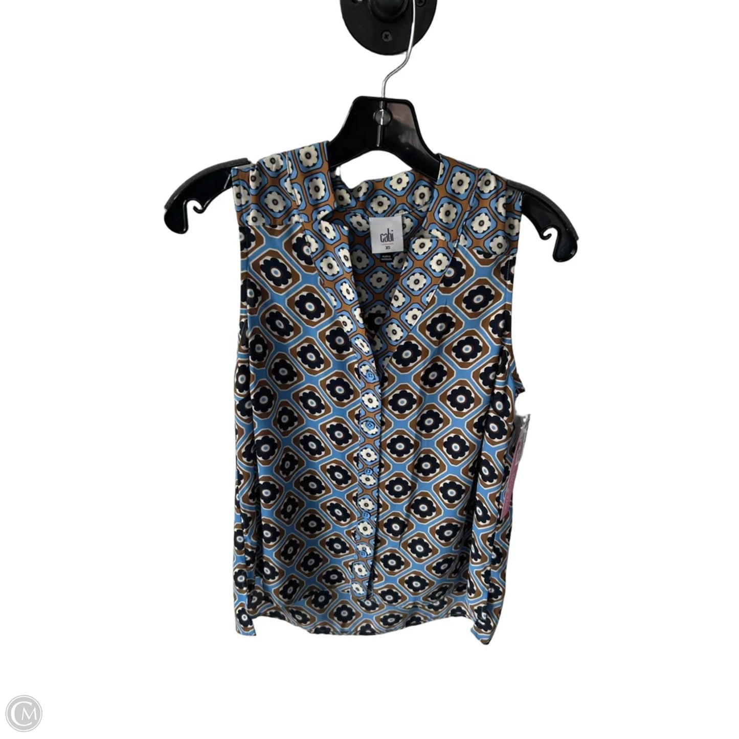 Top Sleeveless By Cabi In Blue & Brown, Size: Xs