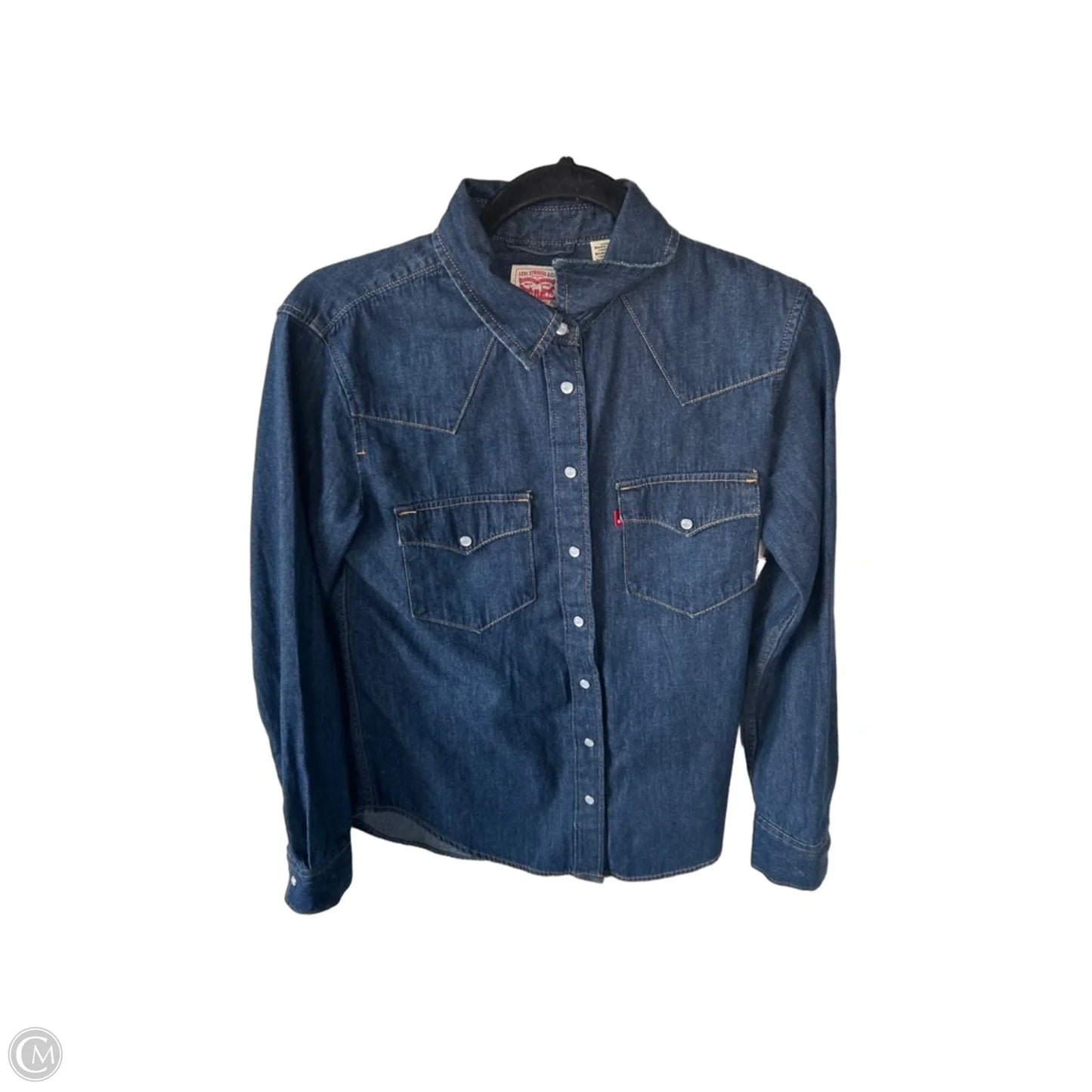 Top Long Sleeve By Levis In Blue Denim, Size: Xs