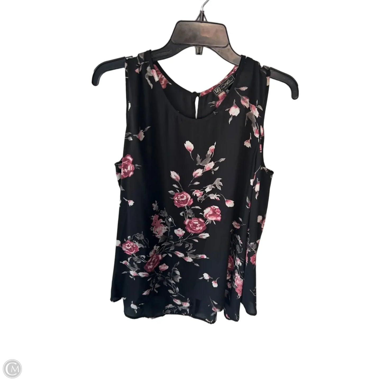 Tunic Sleeveless By Dg2 In Black & Pink, Size: Xl