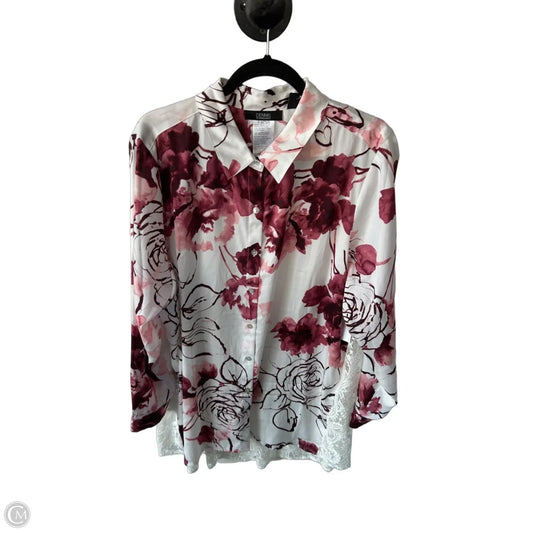 Tunic Long Sleeve By Dennis Basso Qvc In Pink & White, Size: Xl