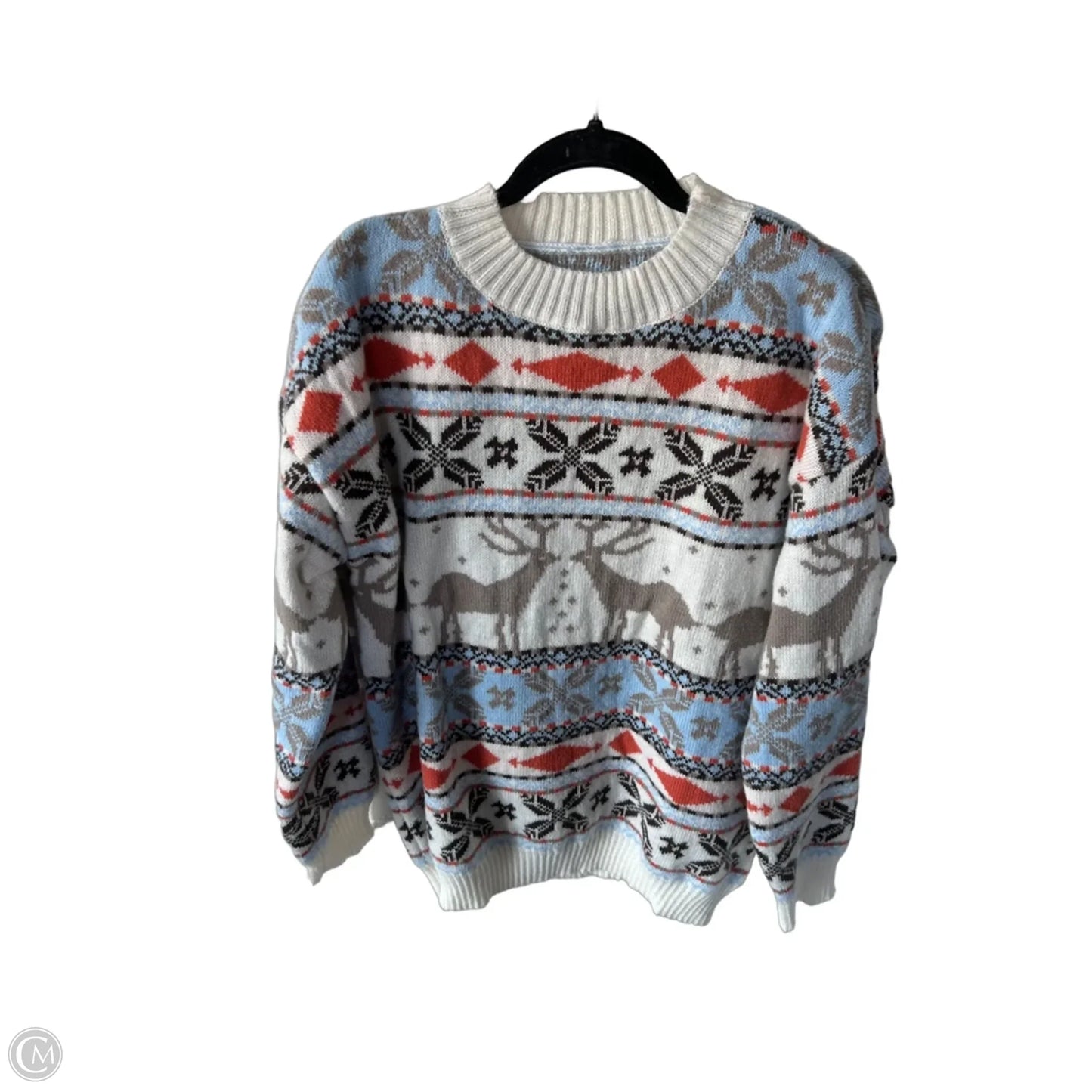 Sweater By Cme In Blue & Cream, Size: L