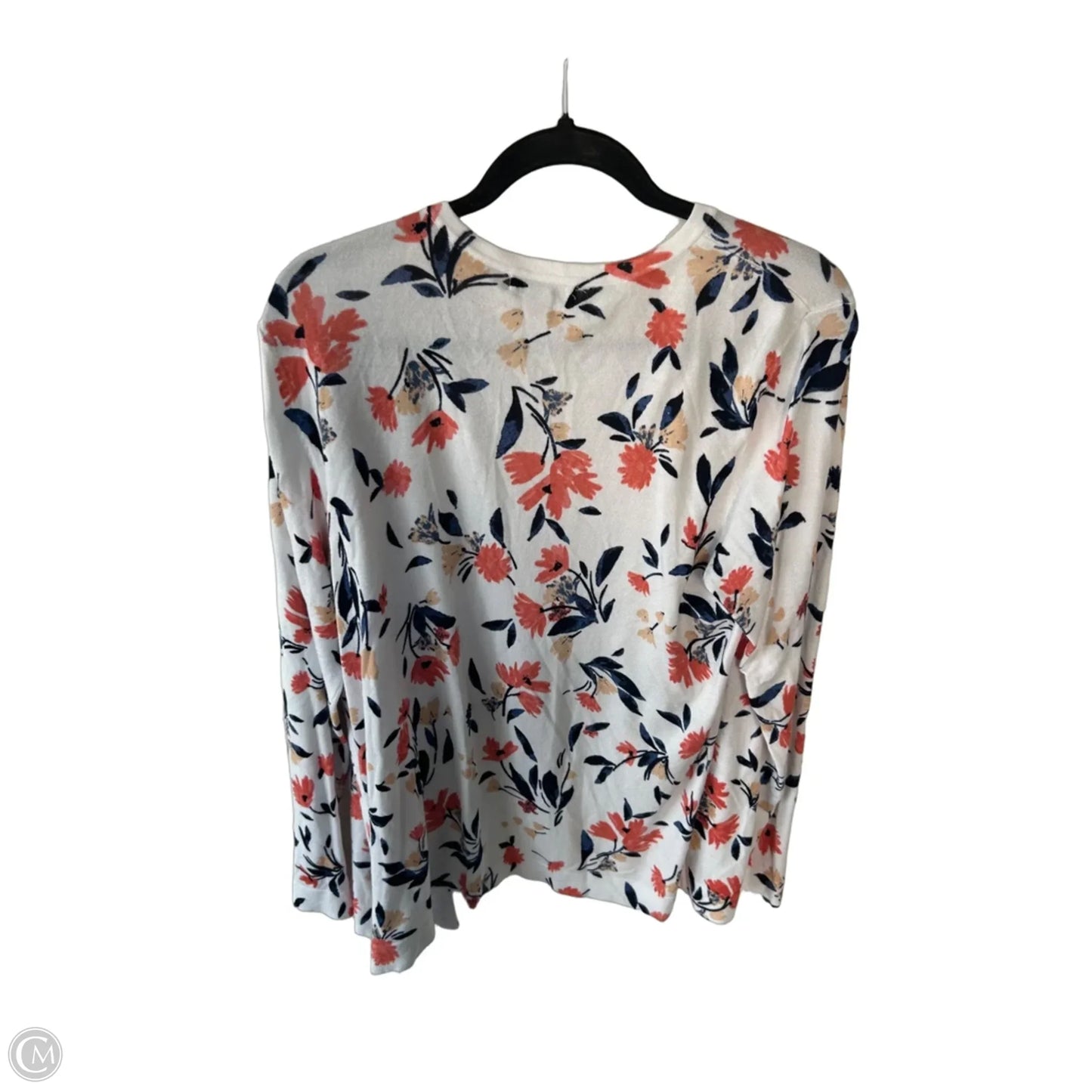 Sweater Cardigan By Croft And Barrow In Blue & White, Size: L