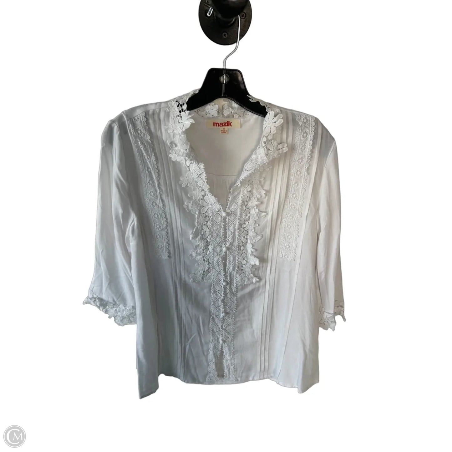 Top 3/4 Sleeve By Mazik In White, Size: S