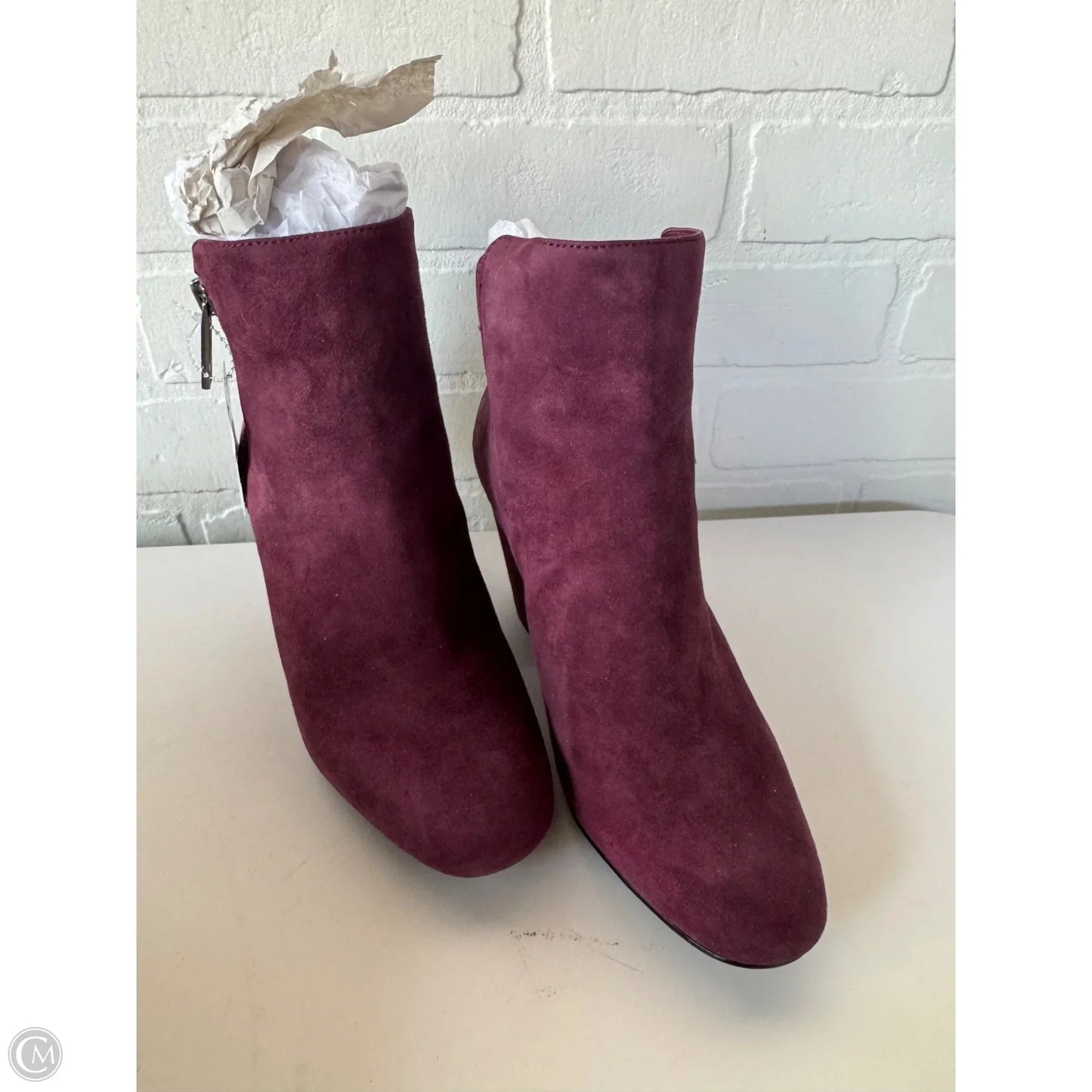 Boots Ankle Heels By Calvin Klein In Purple, Size: 6.5