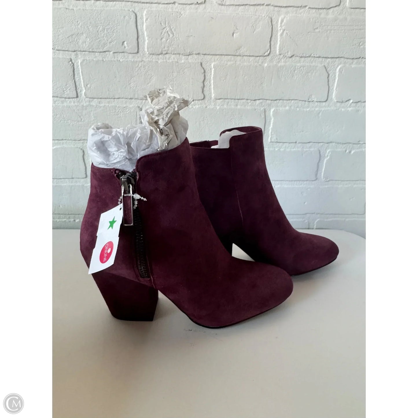 Boots Ankle Heels By Calvin Klein In Purple, Size: 6.5
