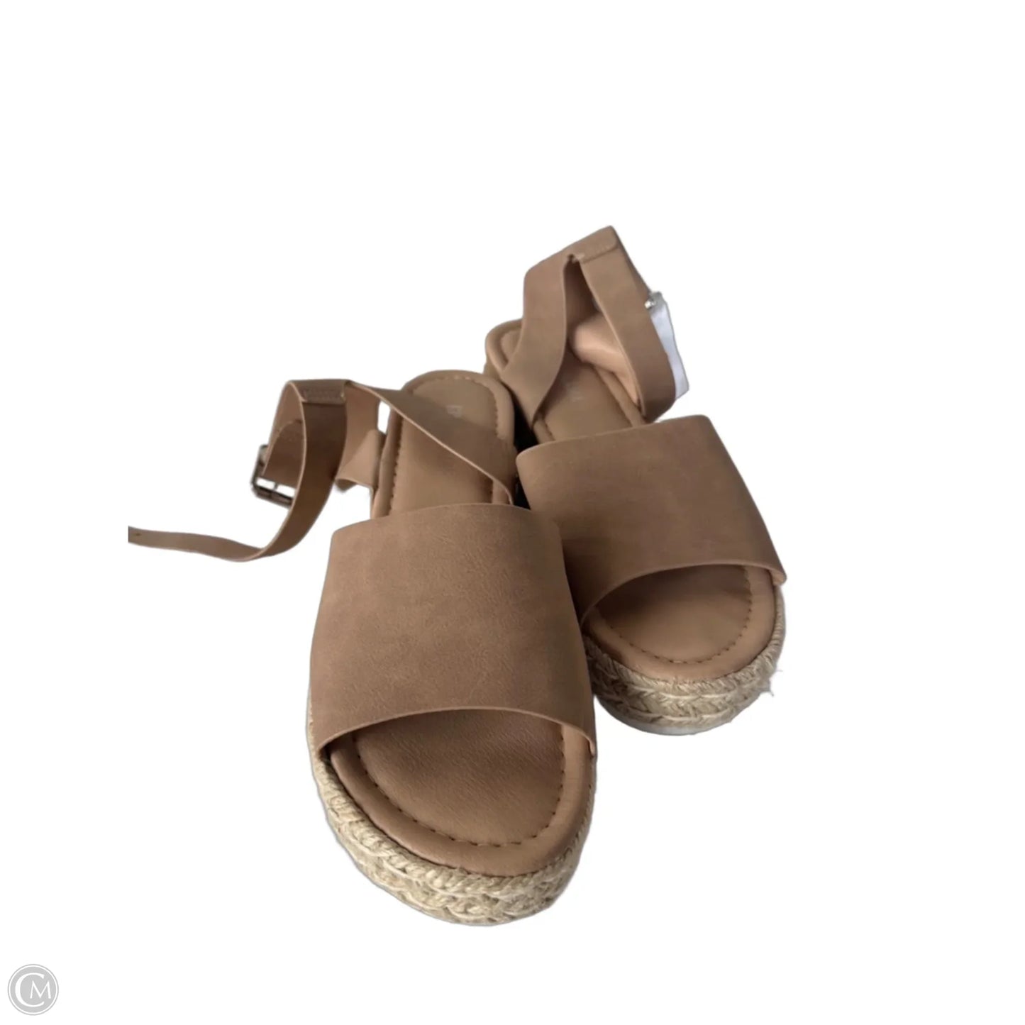 Sandals Heels Wedge By Cushionaire In Tan, Size: 8.5