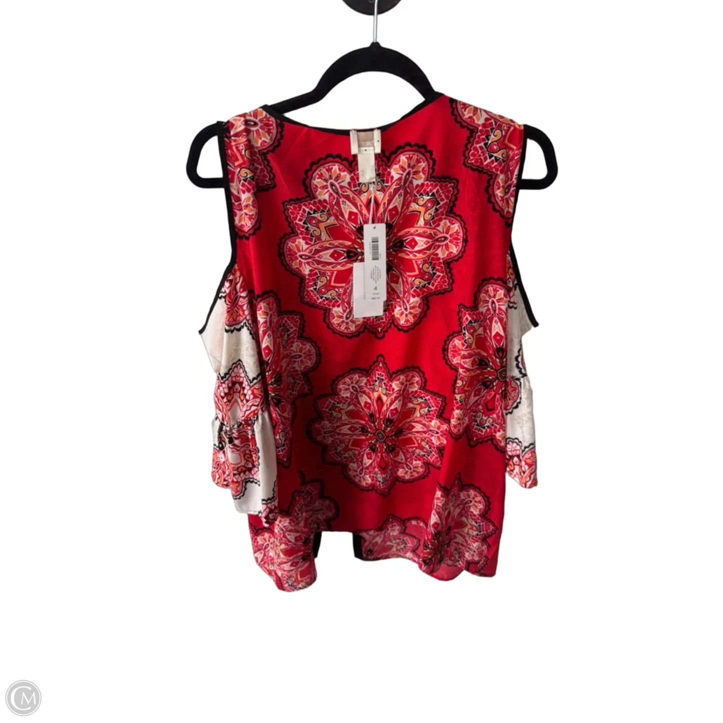 Top 3/4 Sleeve By Chicos In Red & White, Size: Xxl