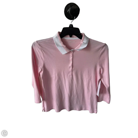 Top 3/4 Sleeve By Lands End In Pink & White, Size: M