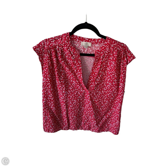 Top Short Sleeve By Loft In Red & White, Size: S