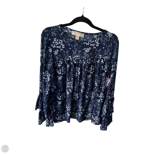 Top Long Sleeve By Michael By Michael Kors In Blue & White, Size: M