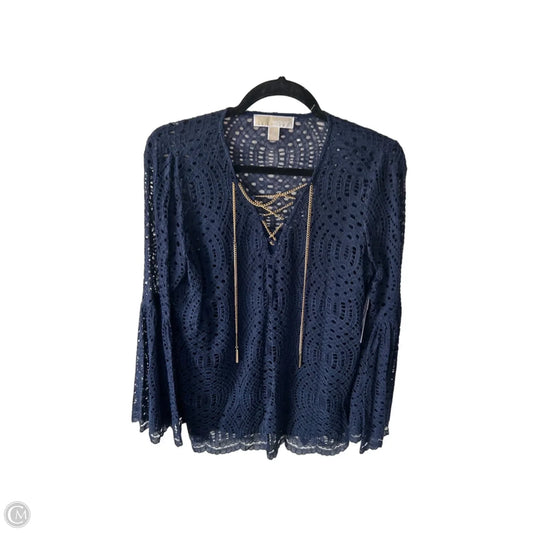 Top Long Sleeve By Michael By Michael Kors In Blue & Gold, Size: M