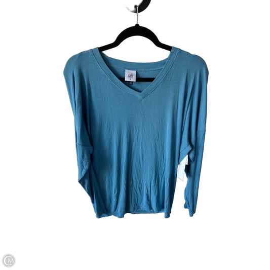 Top Long Sleeve Basic By Cabi In Blue, Size: M
