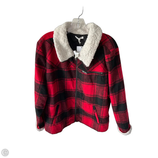 Jacket Fleece By Maurices In Black & Red, Size: 2x