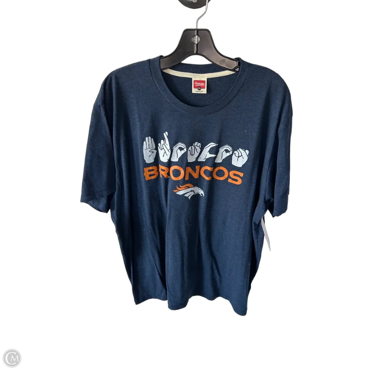 Top Short Sleeve Basic By Homage In Blue & Orange, Size: Xxl